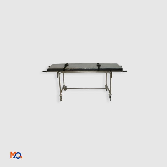 chariot-avec-brancard-capitonne-en-inox-min Chariot avec brancard capitonné en inox – Image 1