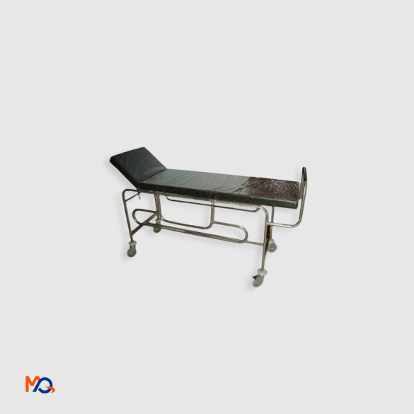 chariot-avec-brancard-capitonne-en-inox-tetiere-reglable-min Chariot avec brancard capitonné en inox - Têtière réglable – Image 1